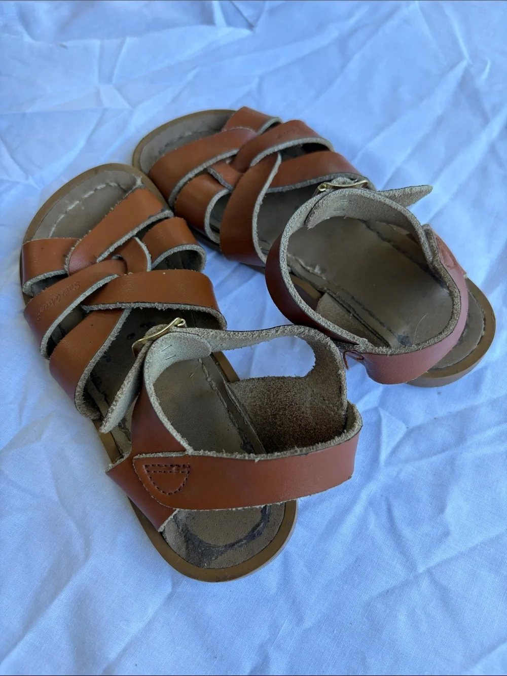 saltwater LUXE Tan Leather Strappy Kids Sandals